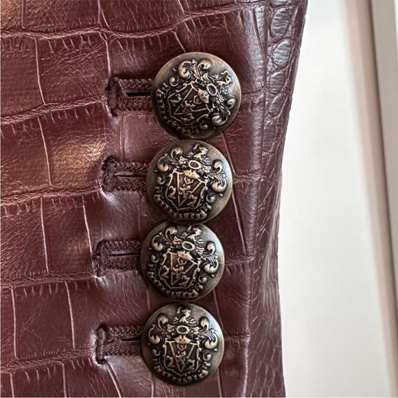 $698 Veronica Beard Cooke Vegan Croc Leather Dickey Jacket blazer Sz 4 Chicory - Picture 13 of 16